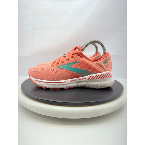 Brooks Adrenaline GTS 22 Womens Size 6 Running Shoes Coral Turquoise 1203531B680 - Picture 1 of 12